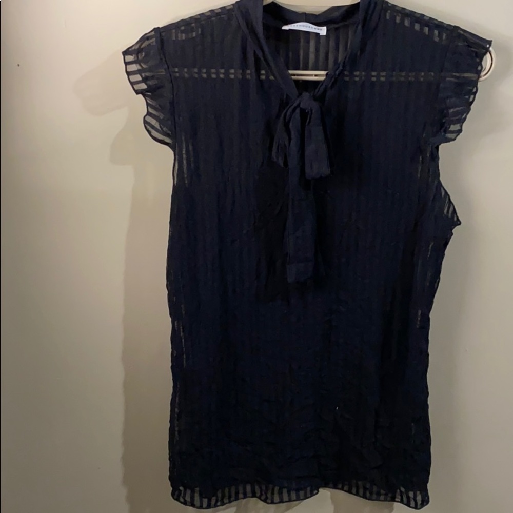 Black blouse with tie in front
